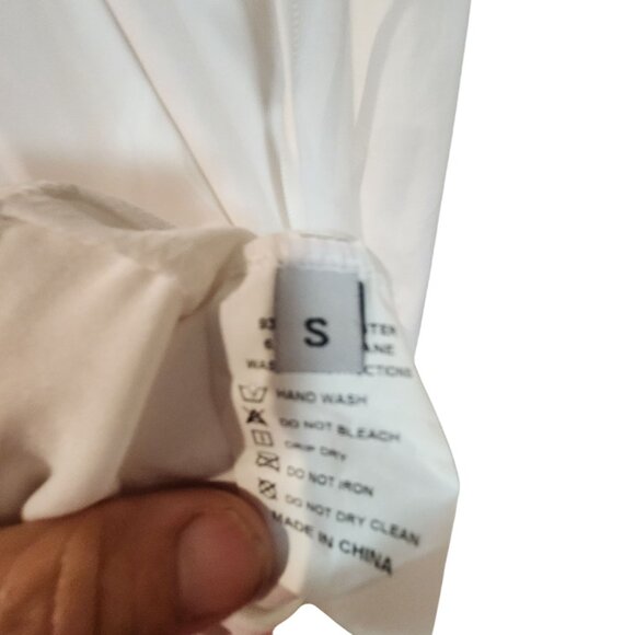 White Ruched Midi Dress With Spaghetti Straps & Open Back Design - Picture 4 of 4